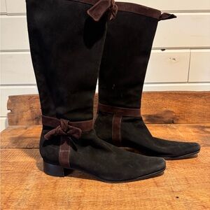 Vintage Prada Black and Brown Heeled Boots